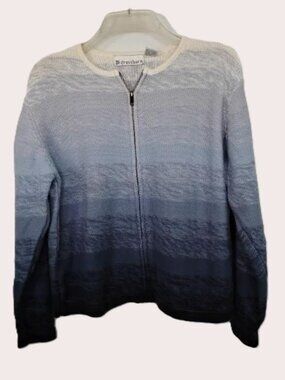 Dressbarn ~ zip cardigan cotton sweater ~ ombre blues ~ L